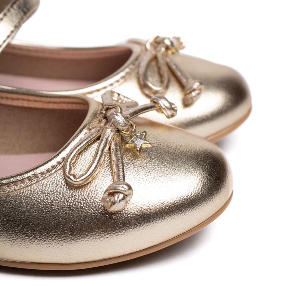 Sapatilha Infantil Molekinha Brilho Metalizado Dourado Dourado 5