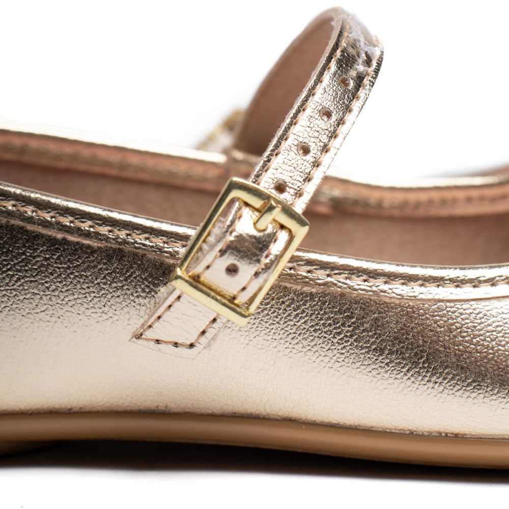 Sapatilha Infantil Molekinha Brilho Metalizado Dourado Dourado 6