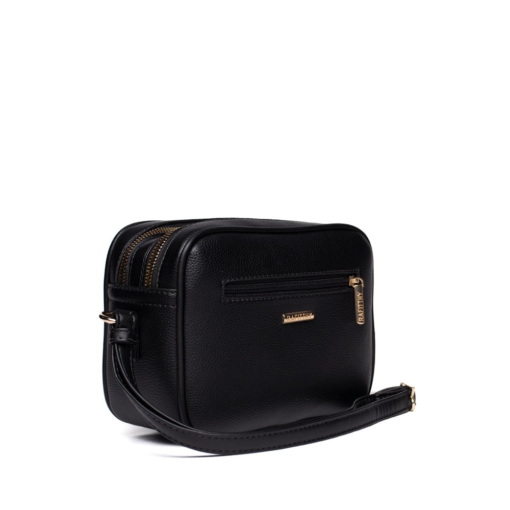 Bolsa Feminina Rafitthy Transversal Pequena Monograma Preto Preto 3