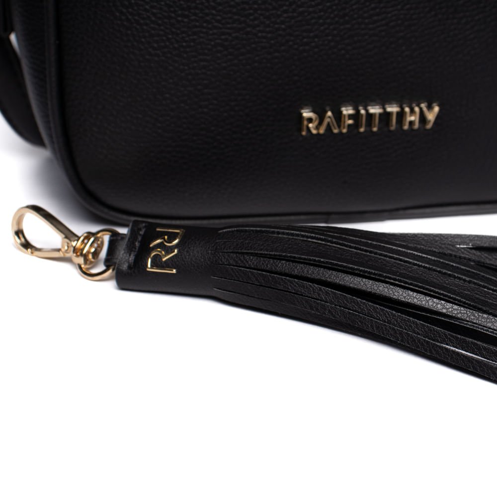 Bolsa Feminina Rafitthy Transversal Pequena Monograma Preto Preto 4