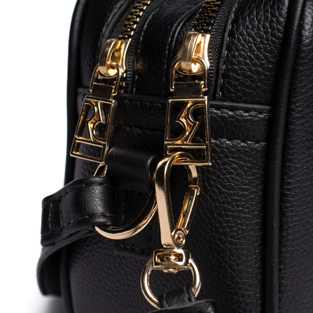 Bolsa Feminina Rafitthy Transversal Pequena Monograma Preto Preto 5