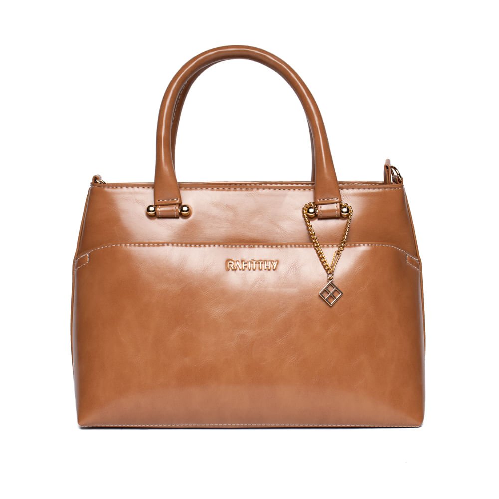 Bolsa Feminina Rafitthy Tote Média Verniz Caramelo
