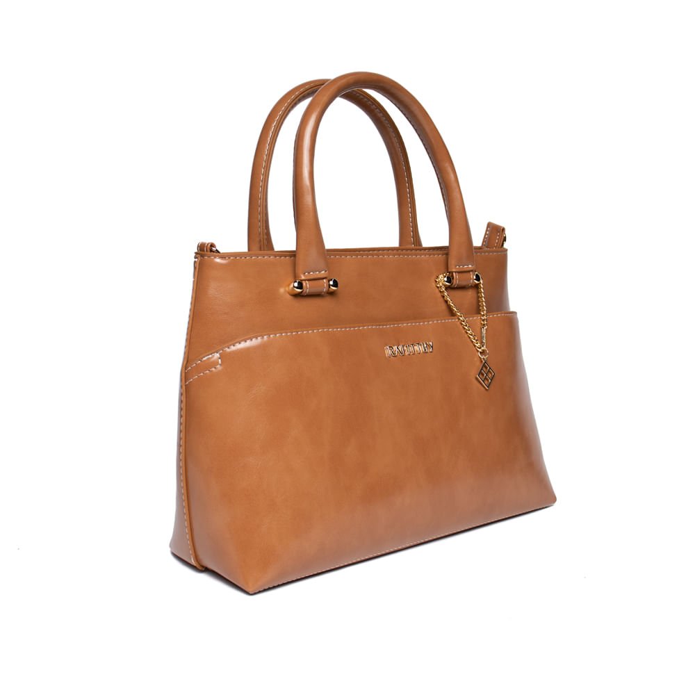 Bolsa Feminina Rafitthy Tote Média Verniz Caramelo Caramelo 3