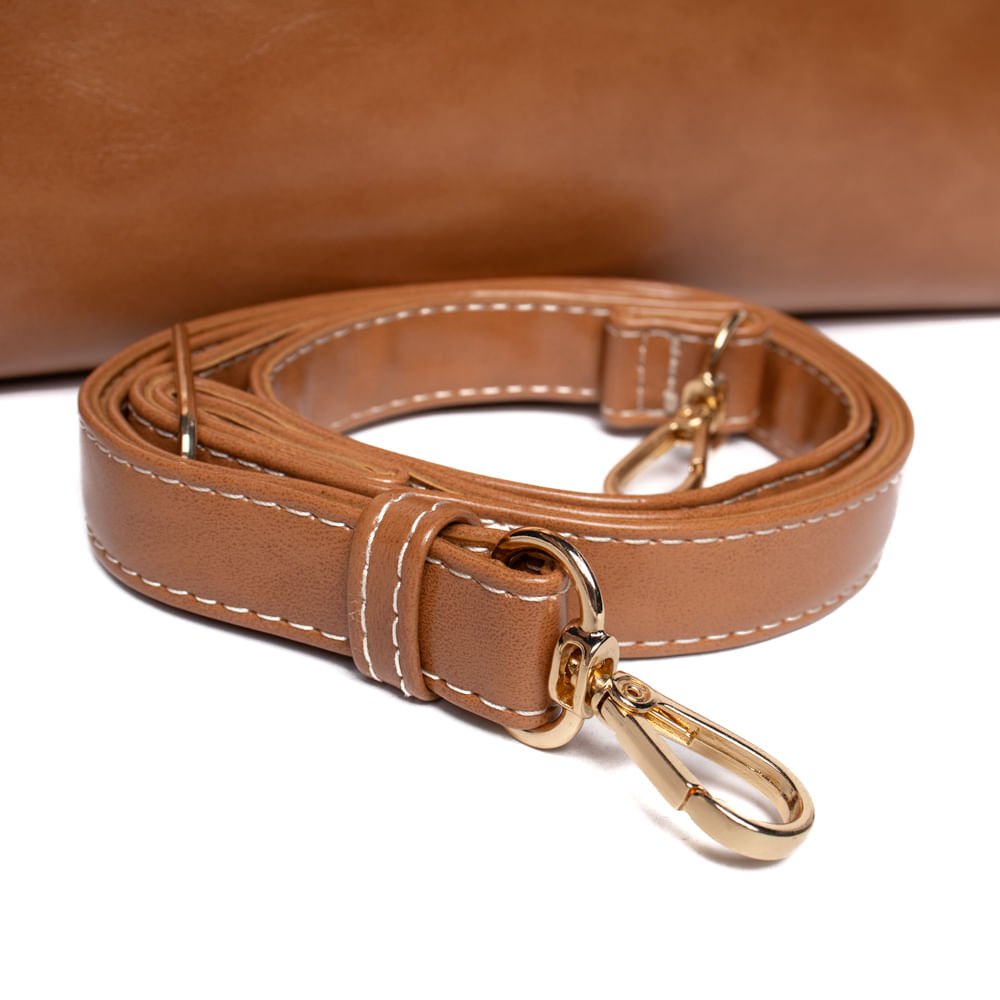 Bolsa Feminina Rafitthy Tote Média Verniz Caramelo Caramelo 4