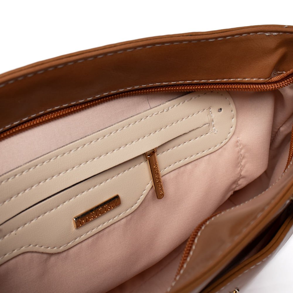 Bolsa Feminina Rafitthy Tote Média Verniz Caramelo Caramelo 5