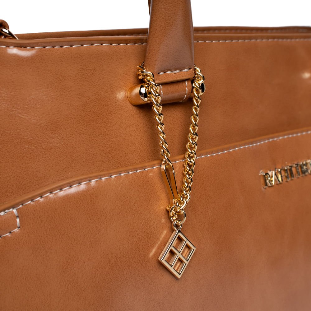 Bolsa Feminina Rafitthy Tote Média Verniz Caramelo Caramelo 6