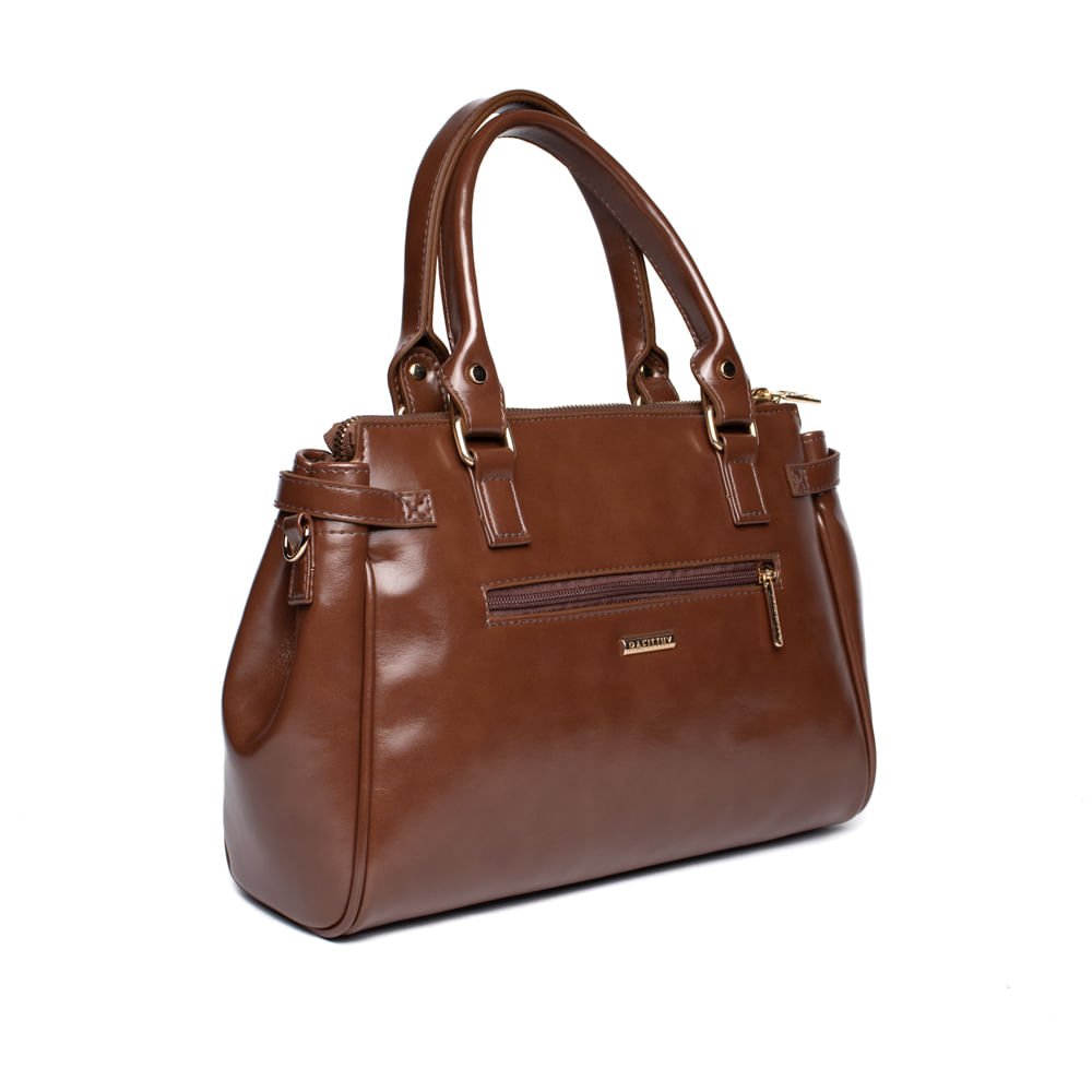 Bolsa Feminina Rafitthy Tiracolo Média Verniz Marrom Marrom 3