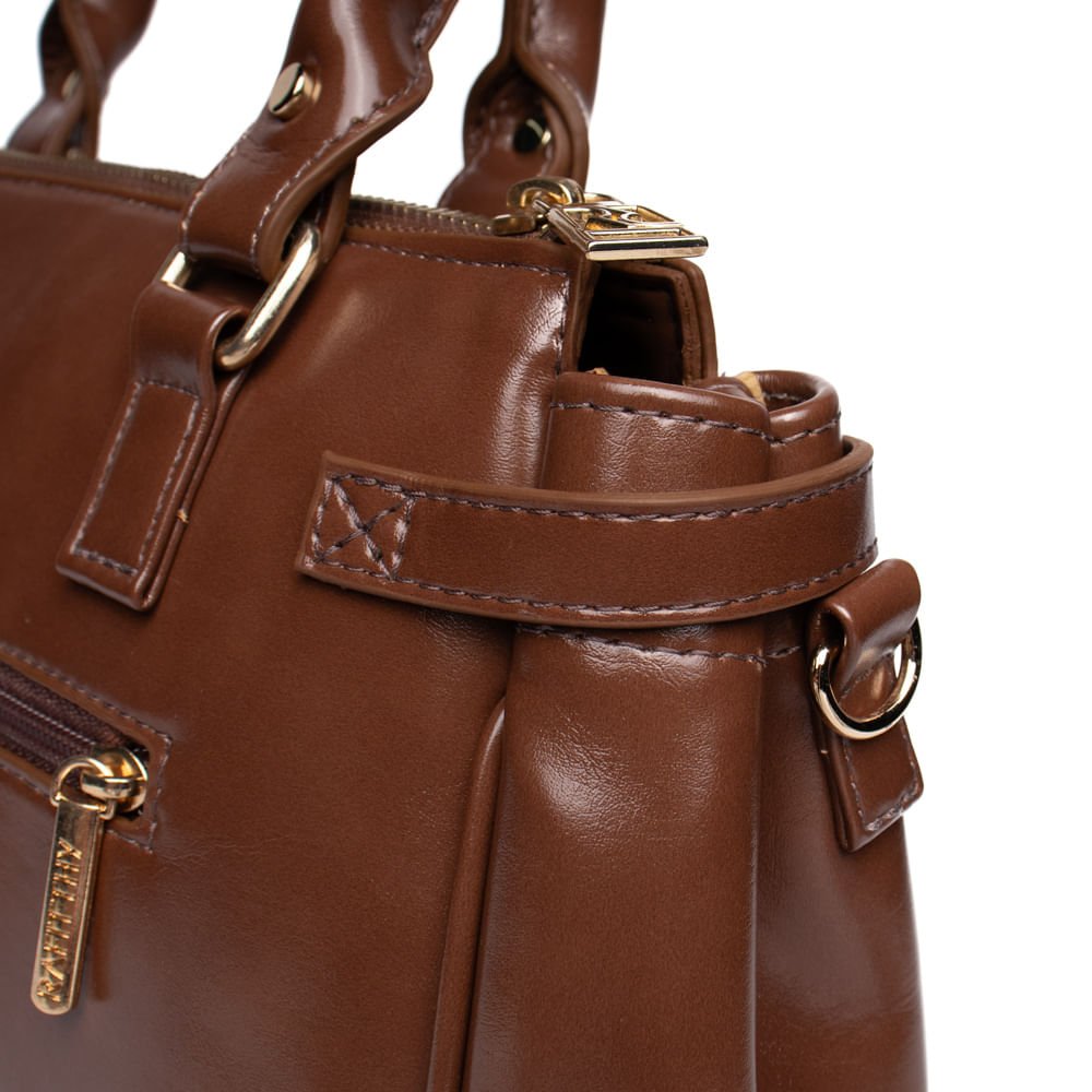 Bolsa Feminina Rafitthy Tiracolo Média Verniz Marrom Marrom 5