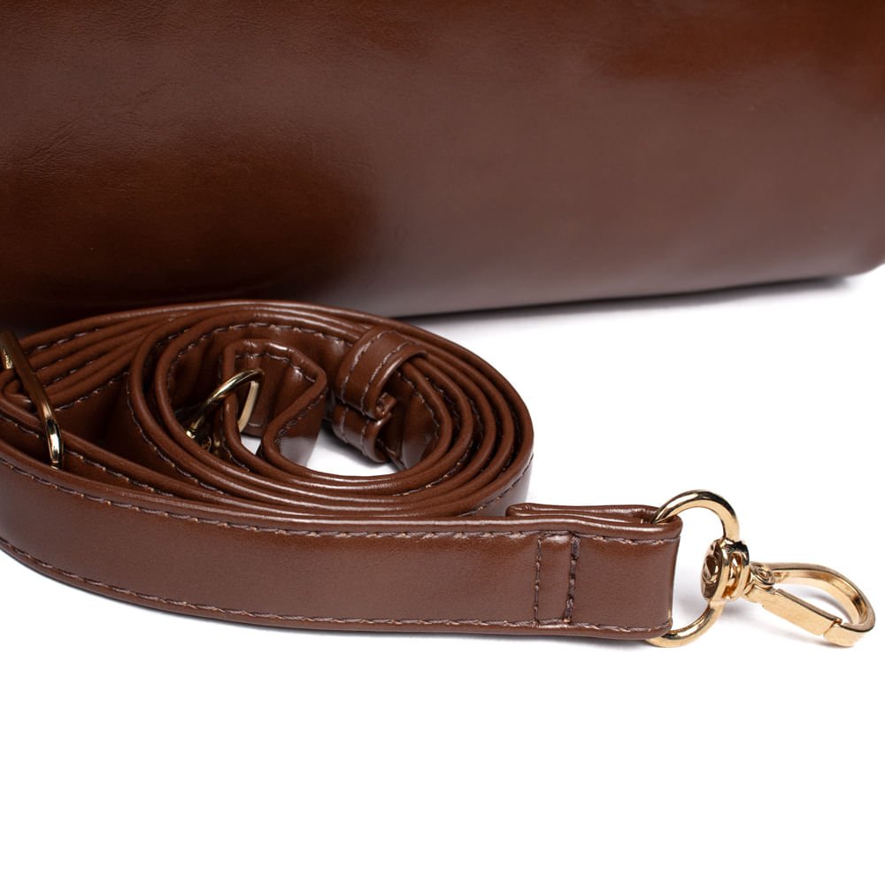 Bolsa Feminina Rafitthy Tiracolo Média Verniz Marrom Marrom 6