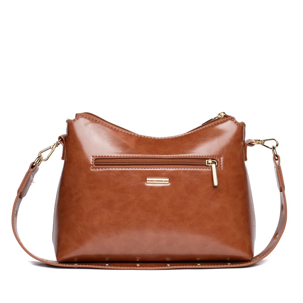 Bolsa Feminina Rafitthy Baguete Média Verniz Caramelo Marrom 2
