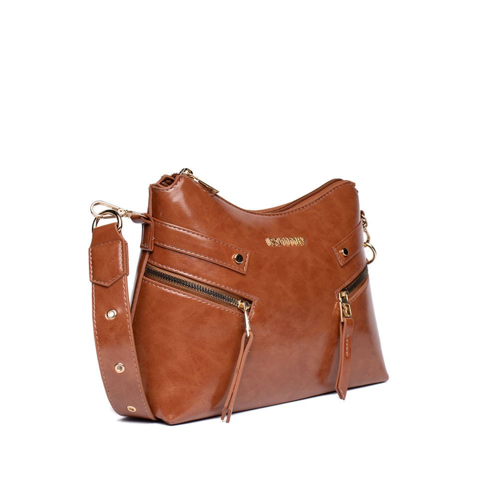 Bolsa Feminina Rafitthy Baguete Média Verniz Caramelo Marrom 3