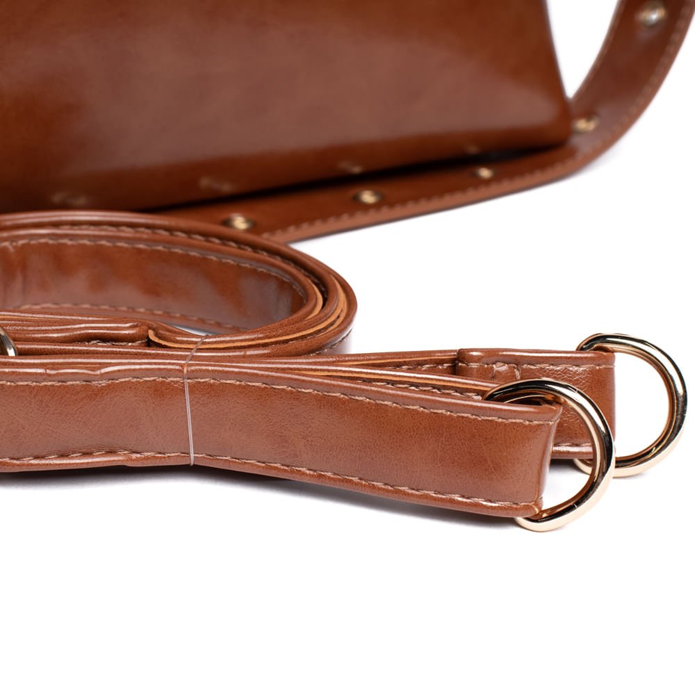 Bolsa Feminina Rafitthy Baguete Média Verniz Caramelo Marrom 4