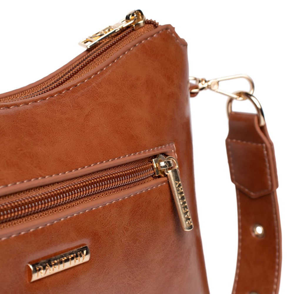 Bolsa Feminina Rafitthy Baguete Média Verniz Caramelo Marrom 5