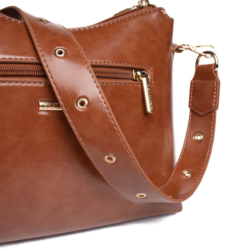 Bolsa Feminina Rafitthy Baguete Média Verniz Caramelo Marrom 7
