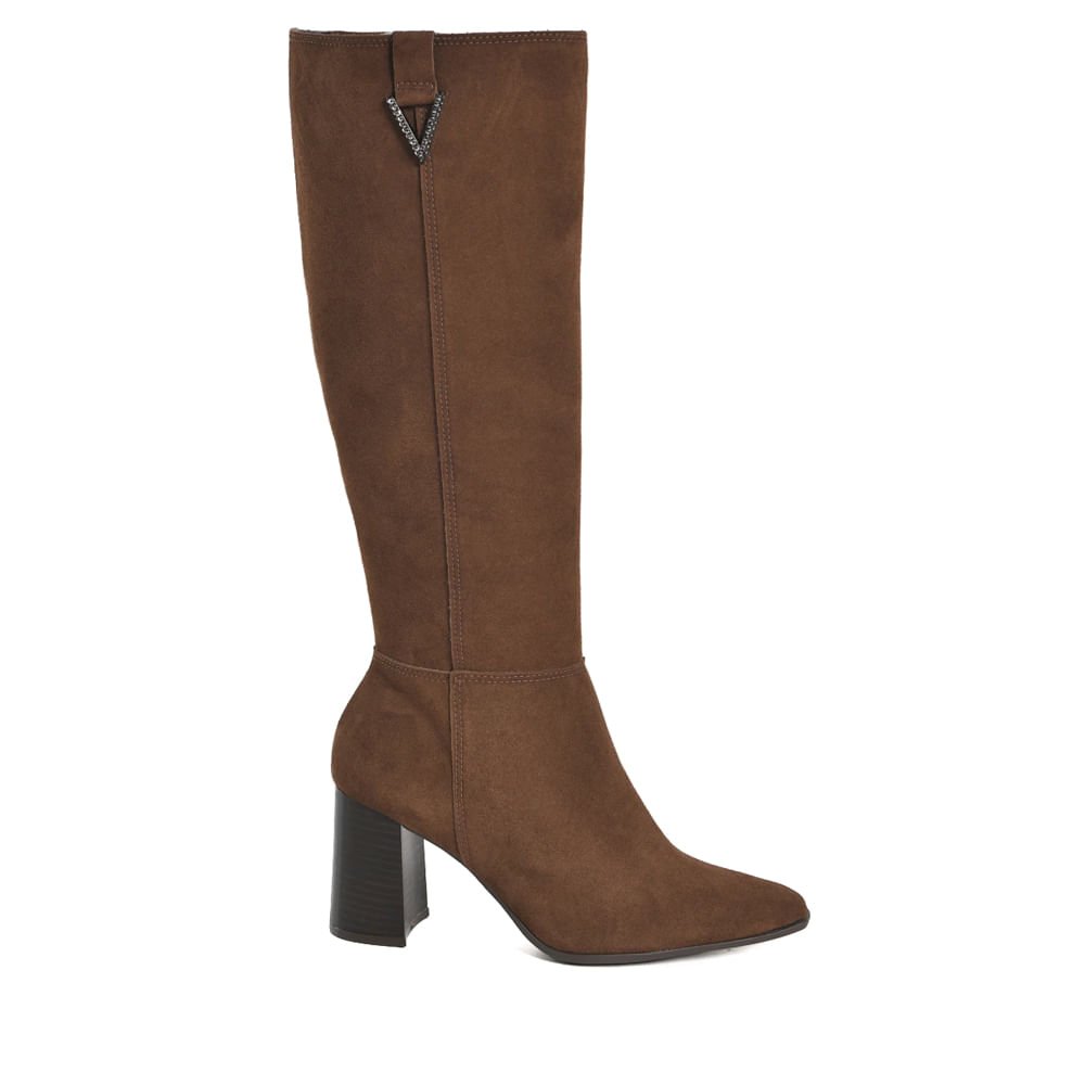 Bota Feminina Via Marte Camurça Salto Alto Marrom