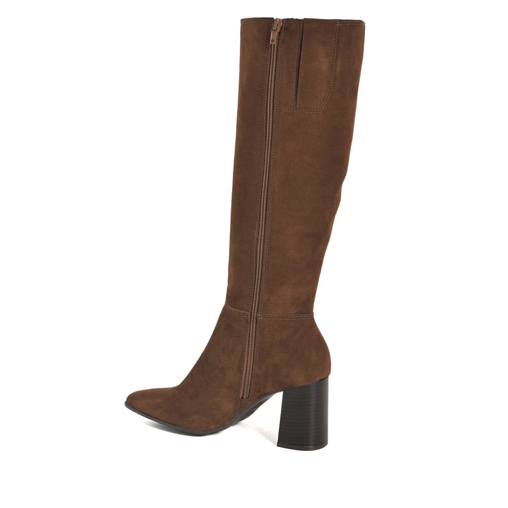 Bota Feminina Via Marte Camurça Salto Alto Marrom Marrom 2
