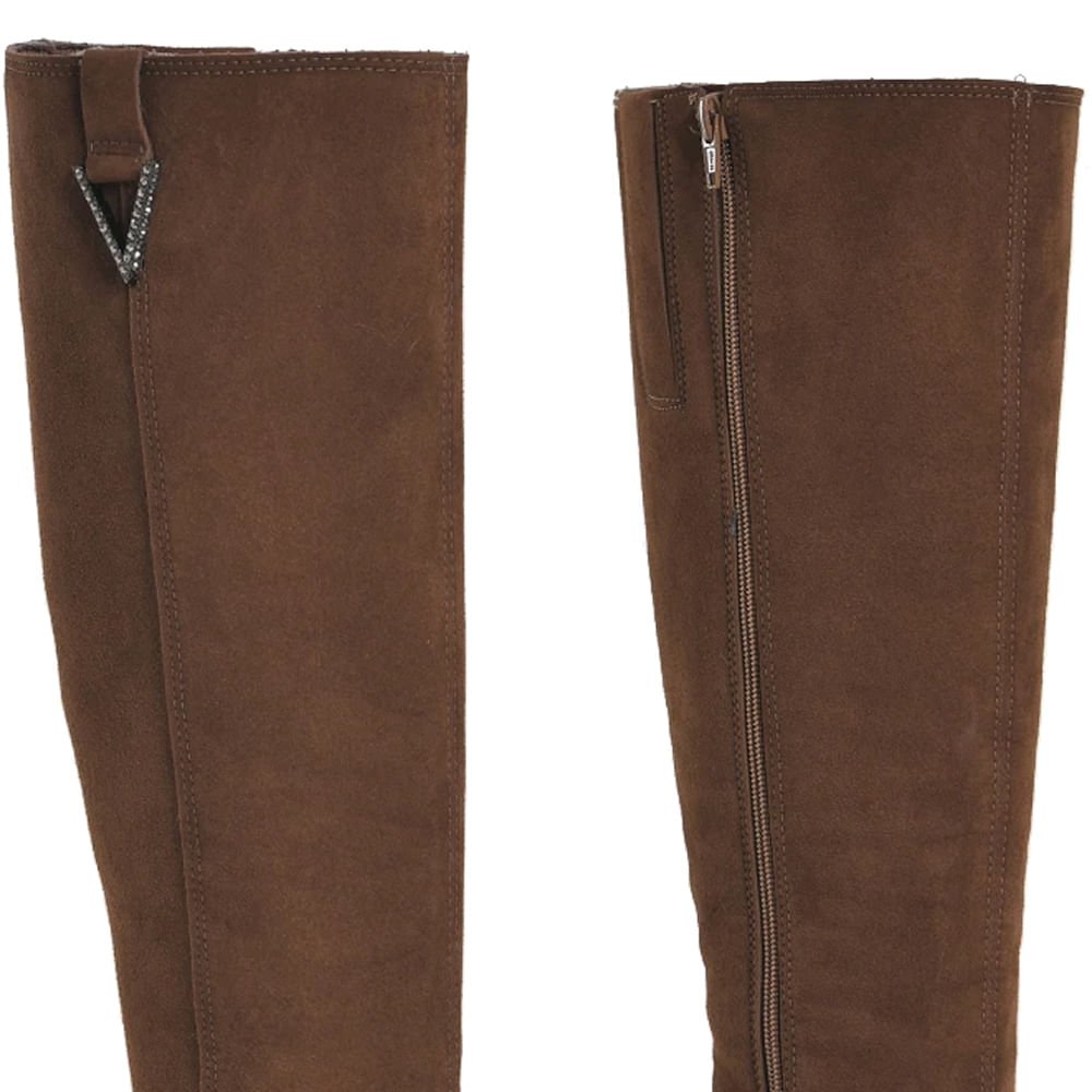 Bota Feminina Via Marte Camurça Salto Alto Marrom Marrom 4
