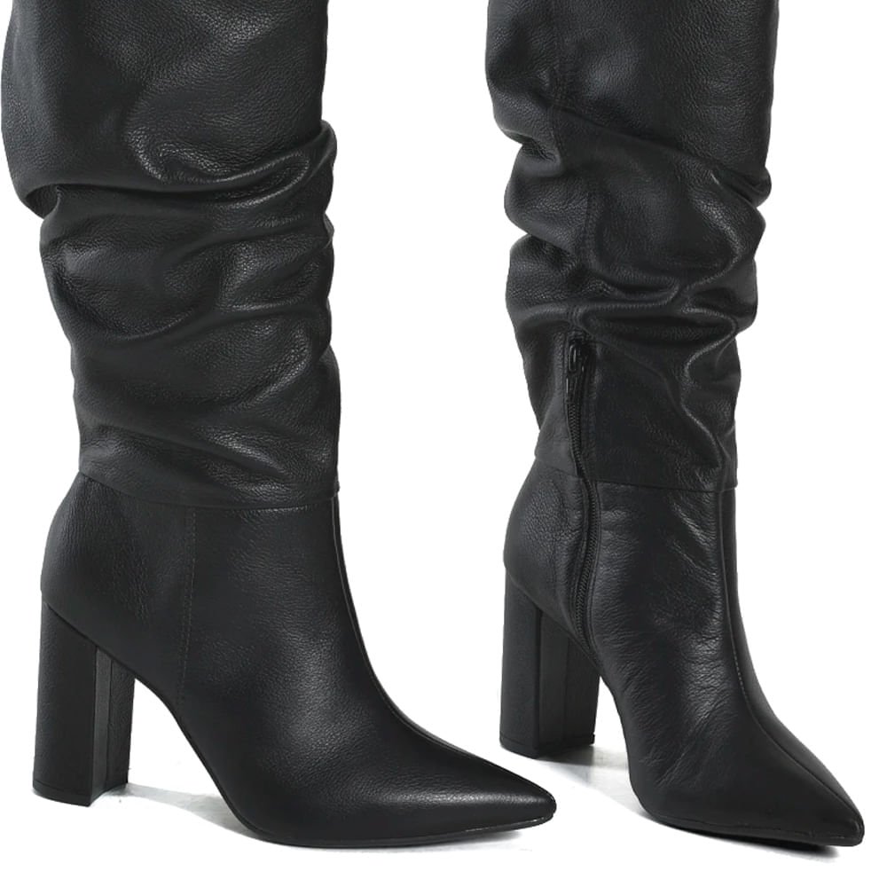 Bota Feminina Via Marte Social Slouchy Bico Fino Preto Preto 3