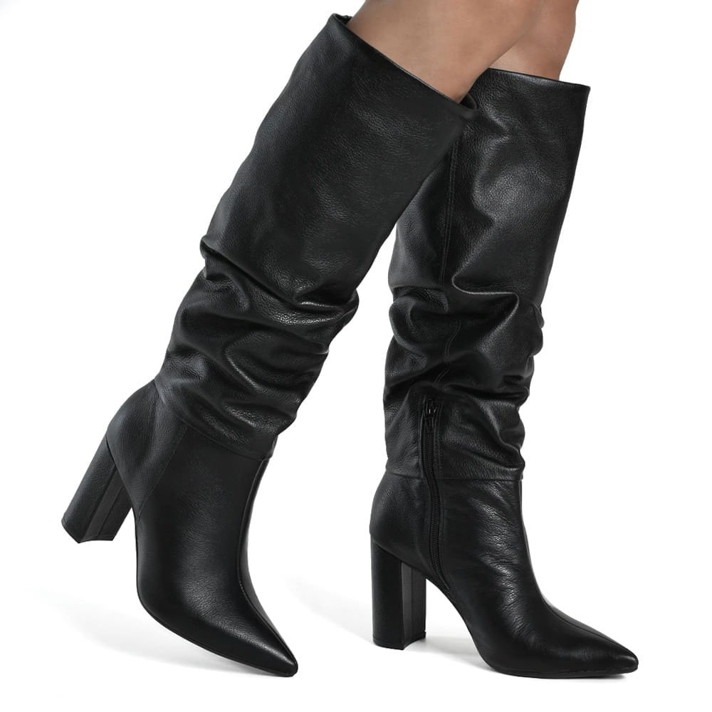 Bota Feminina Via Marte Social Slouchy Bico Fino Preto Preto 4