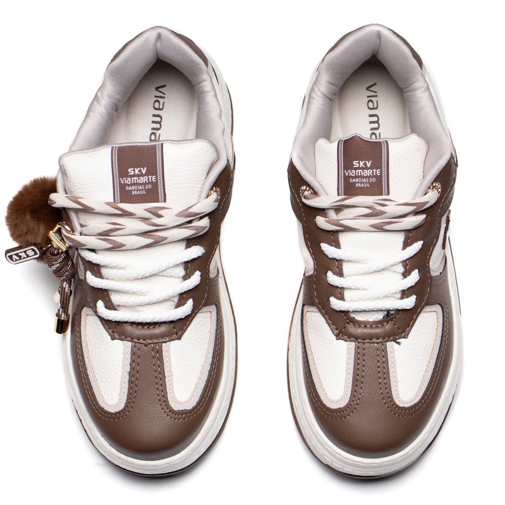 Tênis Feminino Via Marte Cadarço Duplo Branco/Marrom Branco/Marrom 4