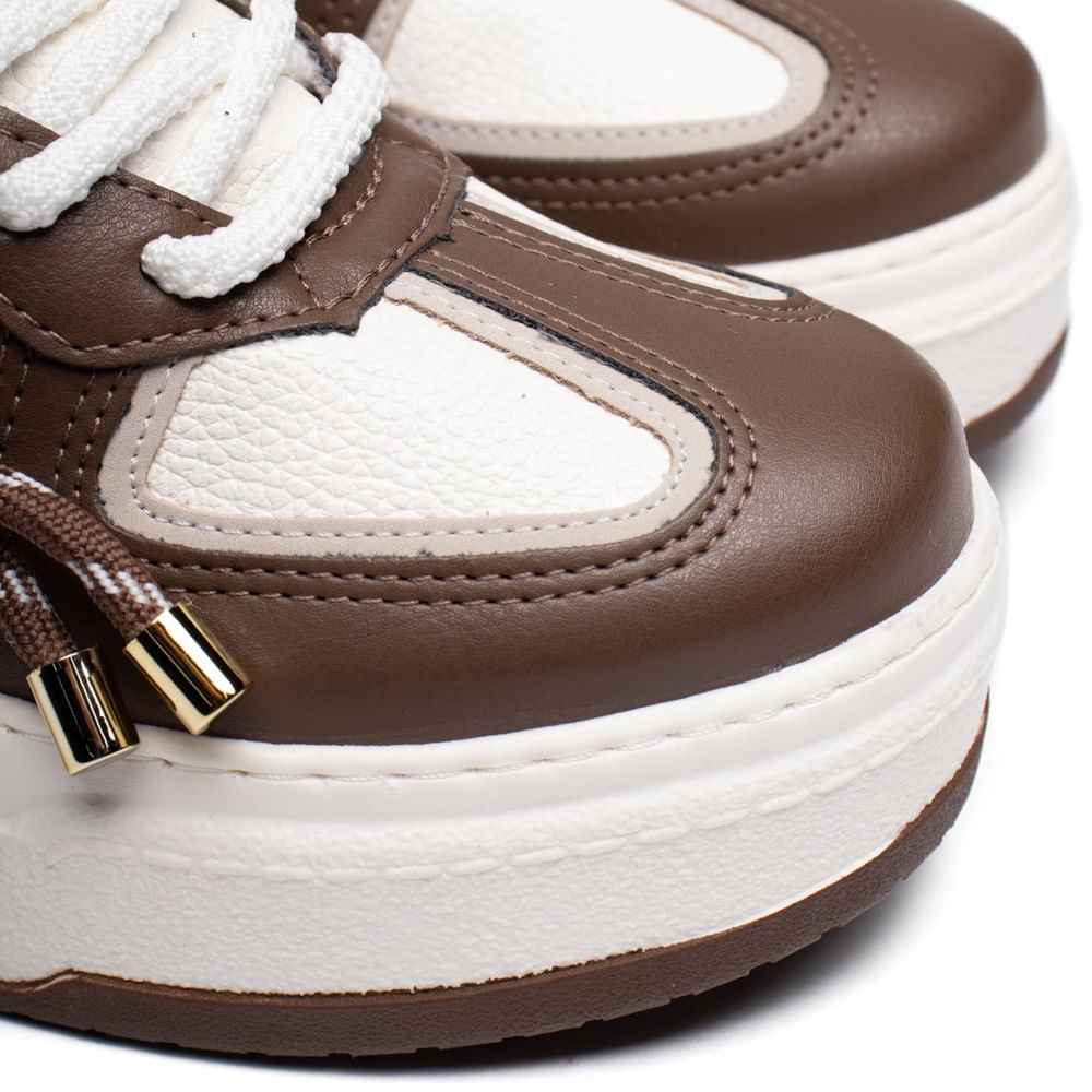 Tênis Feminino Via Marte Cadarço Duplo Branco/Marrom Branco/Marrom 5