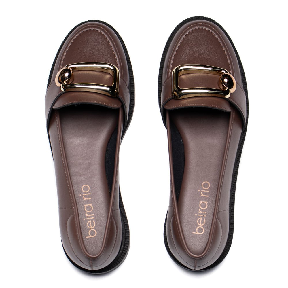 Mocassim Feminino Beira Rio Detalhe Dourado Marrom Marrom 4