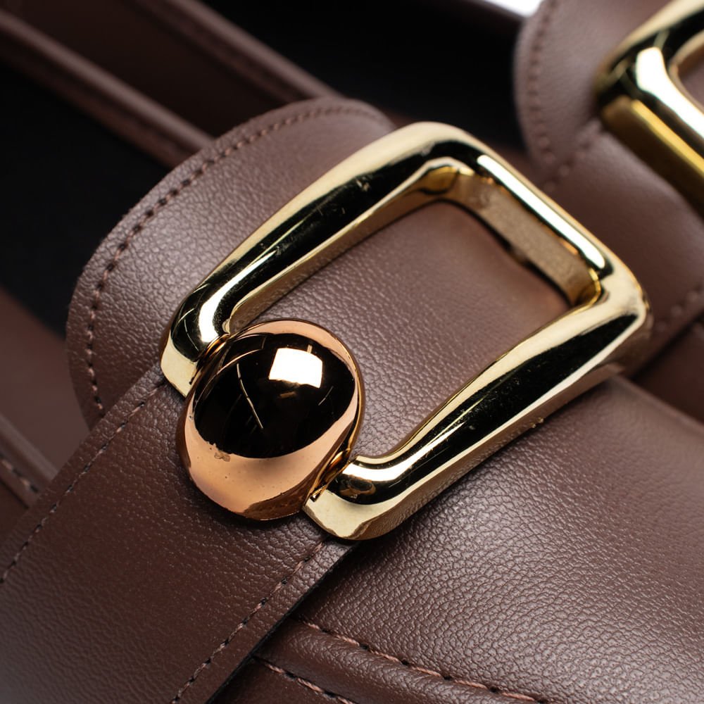 Mocassim Feminino Beira Rio Detalhe Dourado Marrom Marrom 6