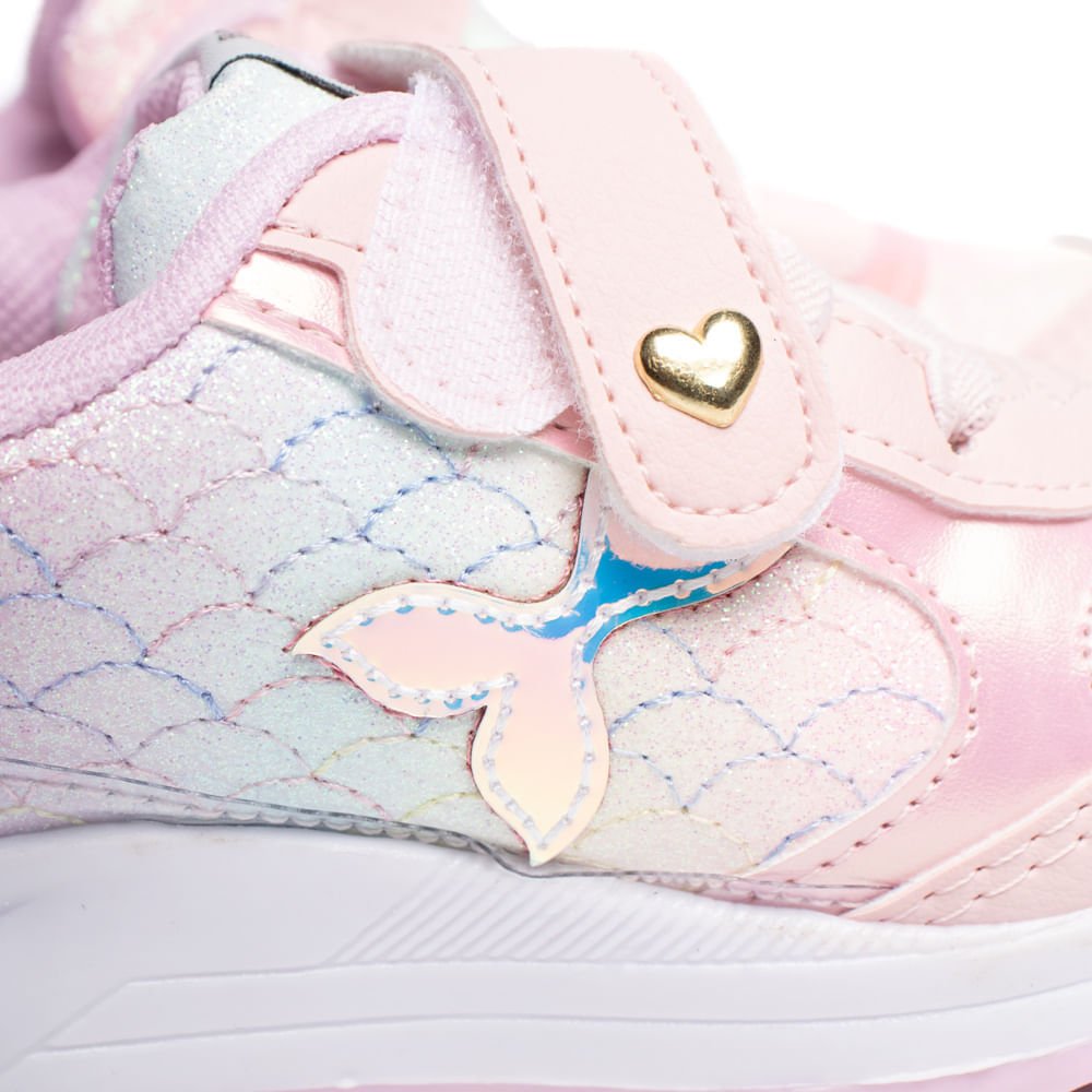 Tênis Infantil Brink Sereia Glitter Rosa Rosa 6