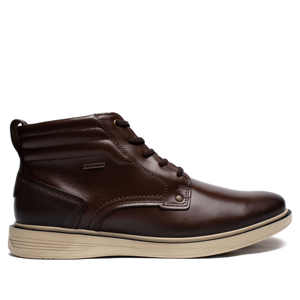 Bota Masculina Pegada Stretch Couro Marrom Escuro