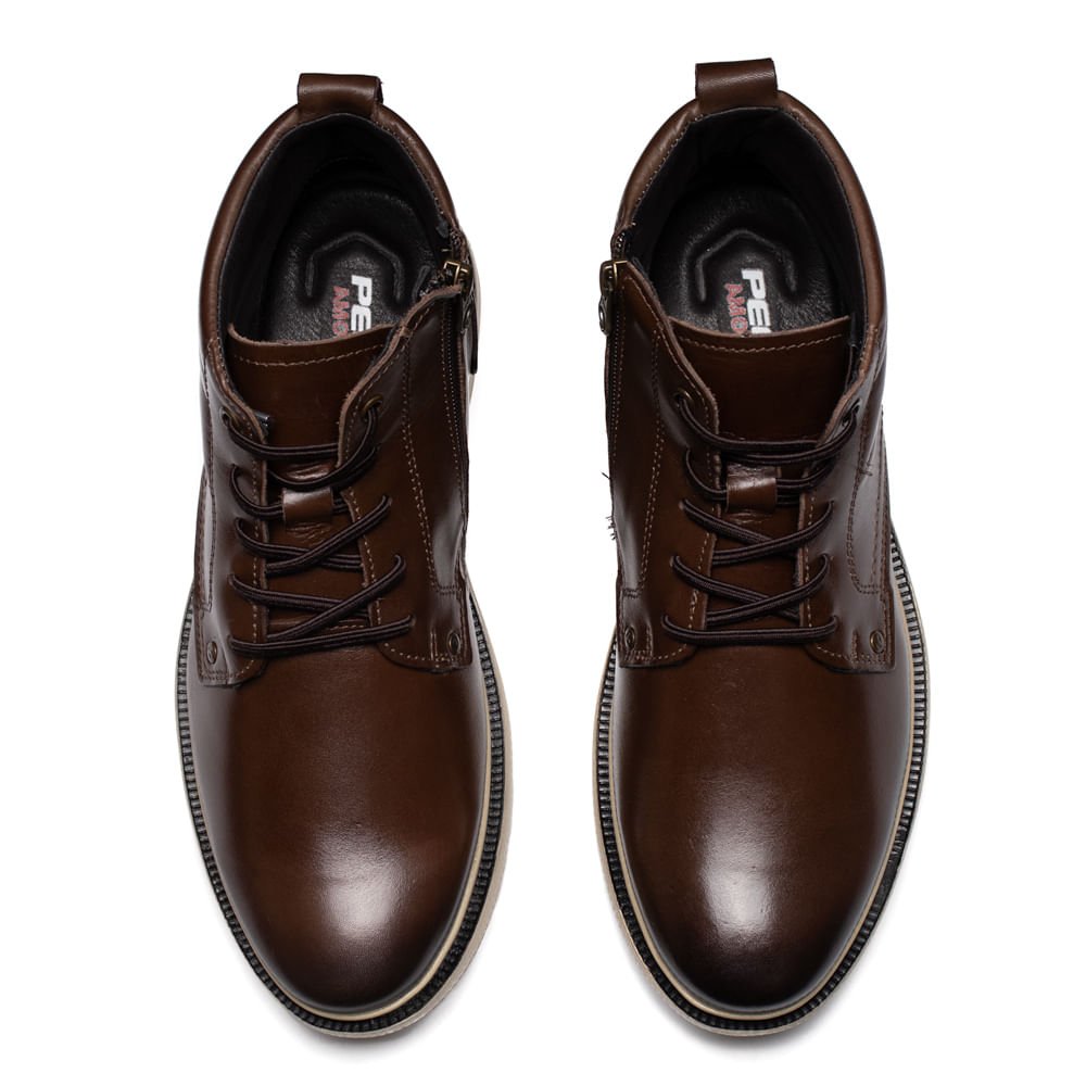 Bota Masculina Pegada Stretch Couro Marrom Escuro Marrom 4