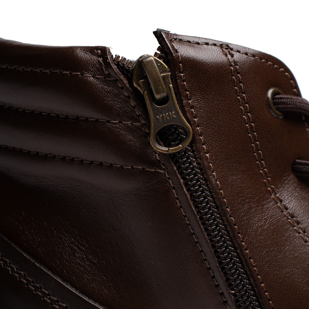 Bota Masculina Pegada Stretch Couro Marrom Escuro Marrom 7