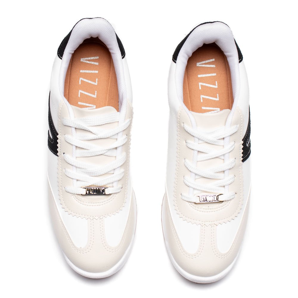 Tênis Feminino Vizzano Pelica com Recortes Off White/Preto Off White 4