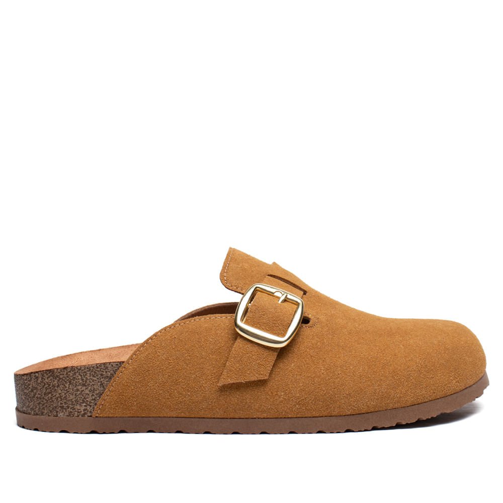 Mule Feminino Beira Rio Camurção Fivela Casual Caramelo