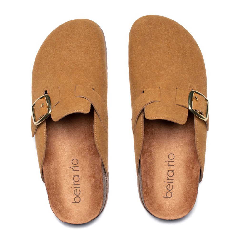 Mule Feminino Beira Rio Camurção Fivela Casual Caramelo Caramelo 4