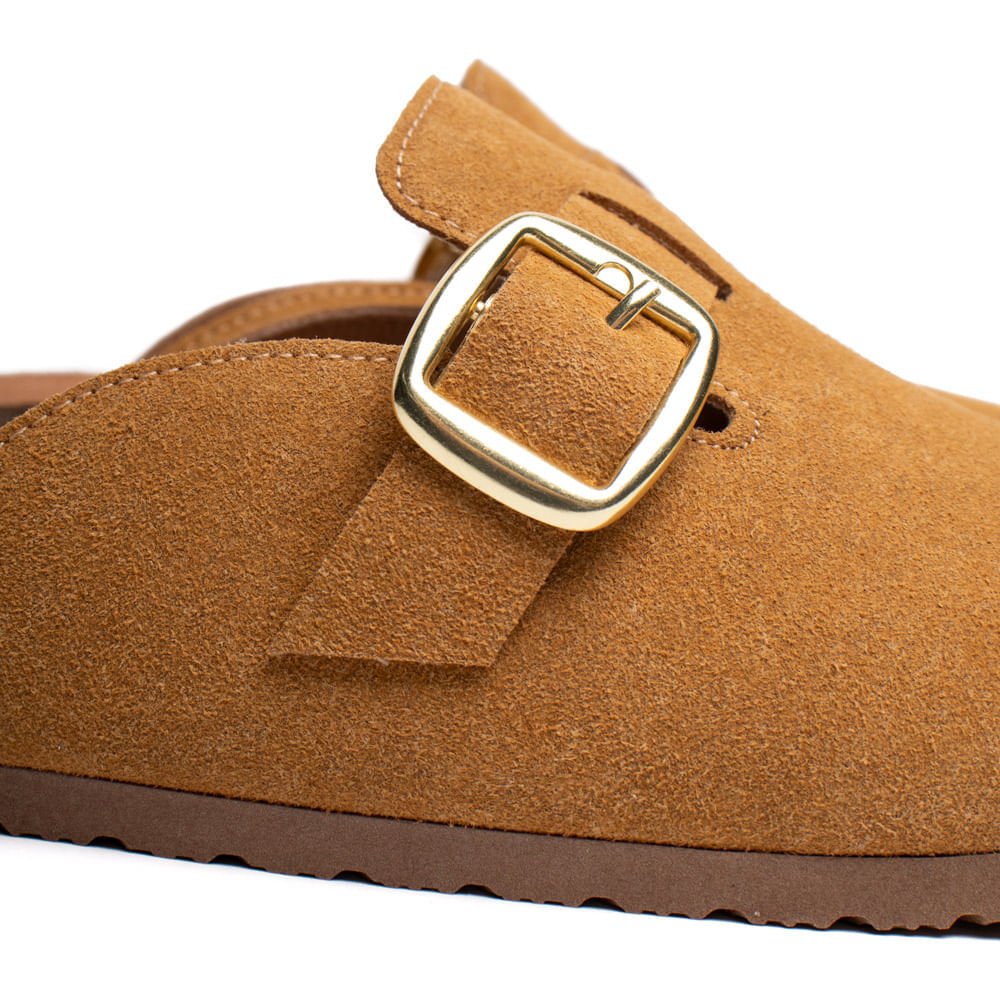 Mule Feminino Beira Rio Camurção Fivela Casual Caramelo Caramelo 6