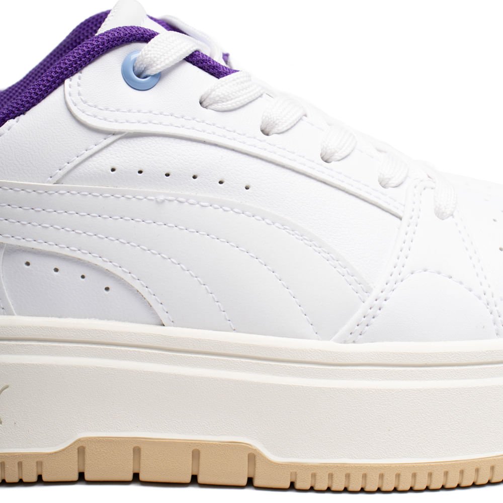 Tênis Feminino Puma Rebound Femme Low BDP Branco/Roxo Branco 6