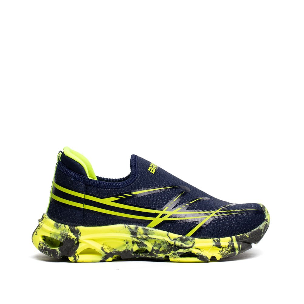Tênis Infantil Brink Calce Fácil LED Marinho/Amarelo