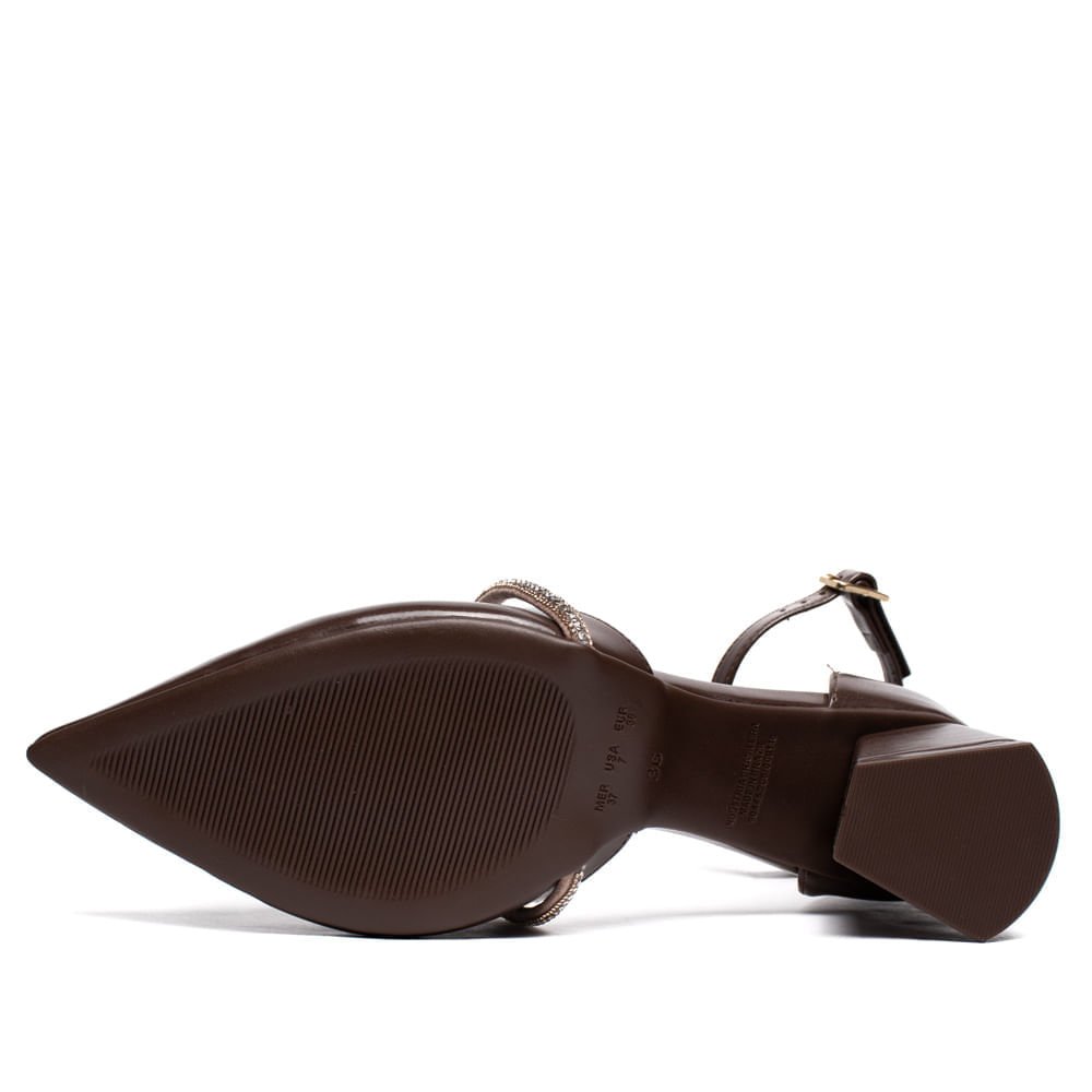 Scarpin Feminino Bebecê Napa Salto Bloco Marrom Marrom 2