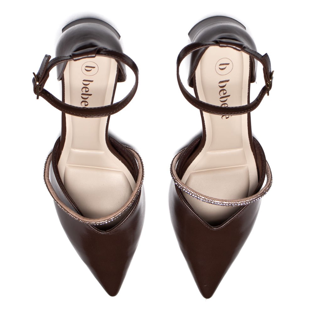 Scarpin Feminino Bebecê Napa Salto Bloco Marrom Marrom 4