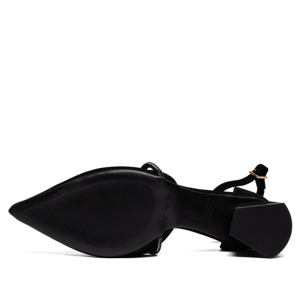 Scarpin Feminino Bebecê Nobuck Salto Bloco Preto Preto 2