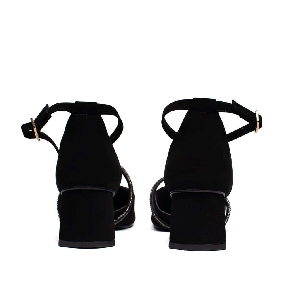 Scarpin Feminino Bebecê Nobuck Salto Bloco Preto Preto 3