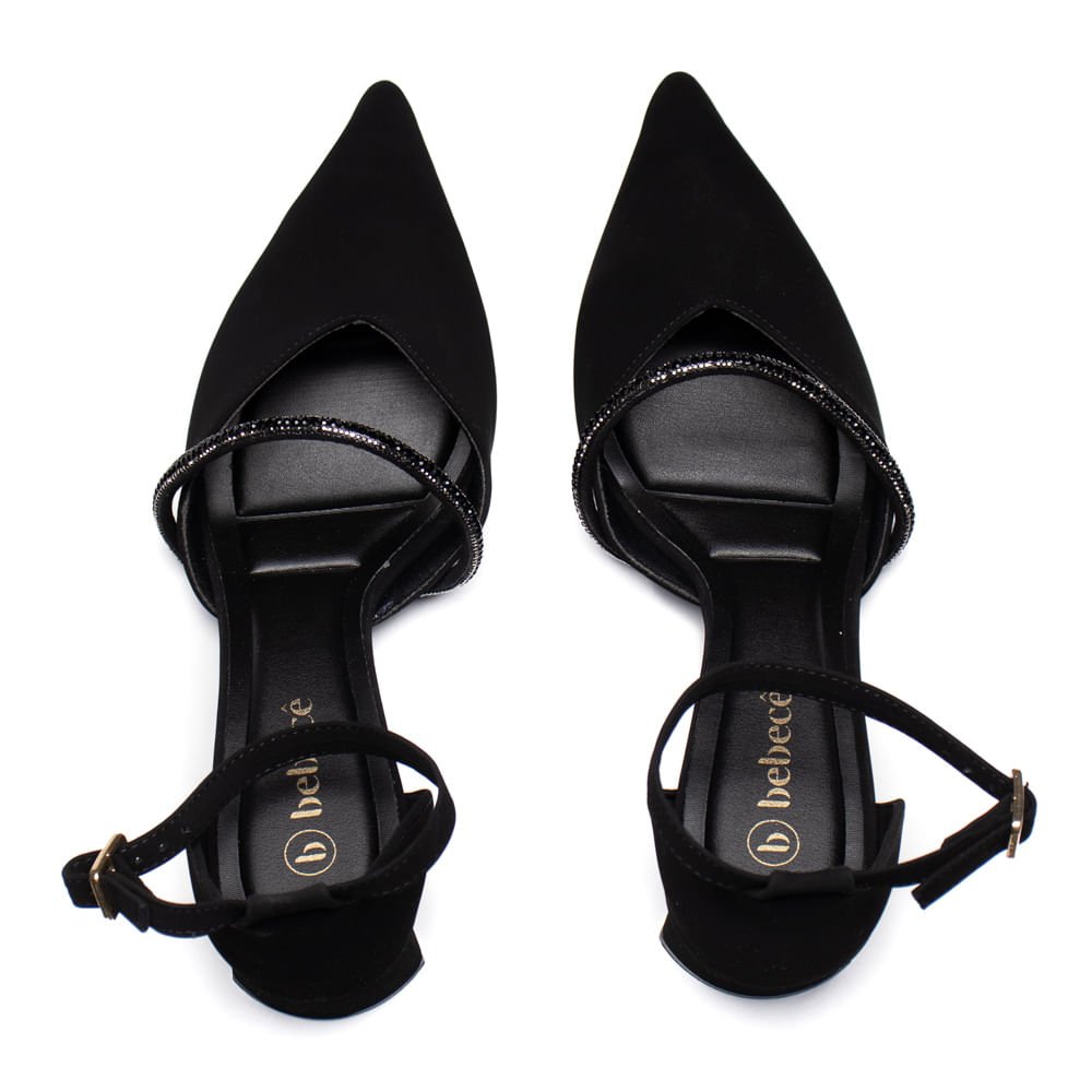 Scarpin Feminino Bebecê Nobuck Salto Bloco Preto Preto 4