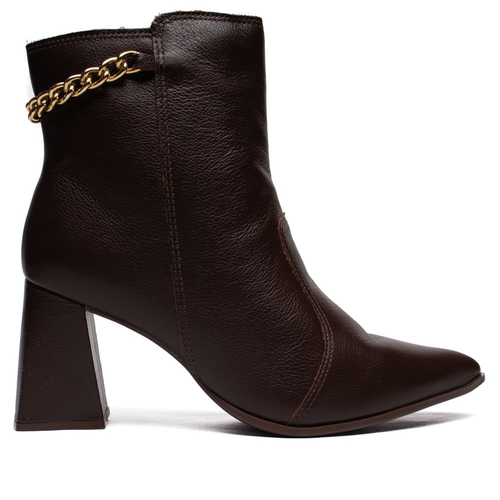 Bota Feminina Bebecê Couro Com Corrente Marrom