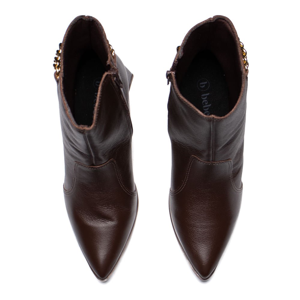 Bota Feminina Bebecê Couro Com Corrente Marrom Marrom 4