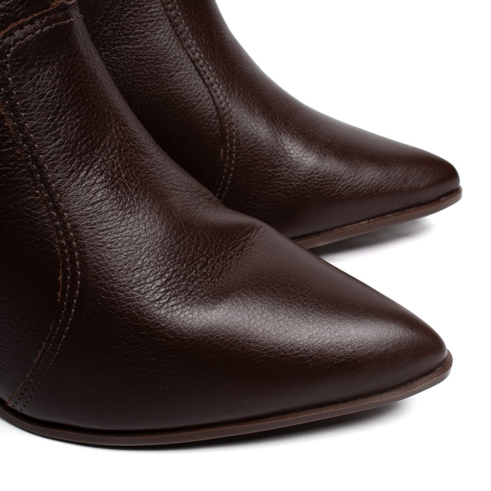 Bota Feminina Bebecê Couro Com Corrente Marrom Marrom 5