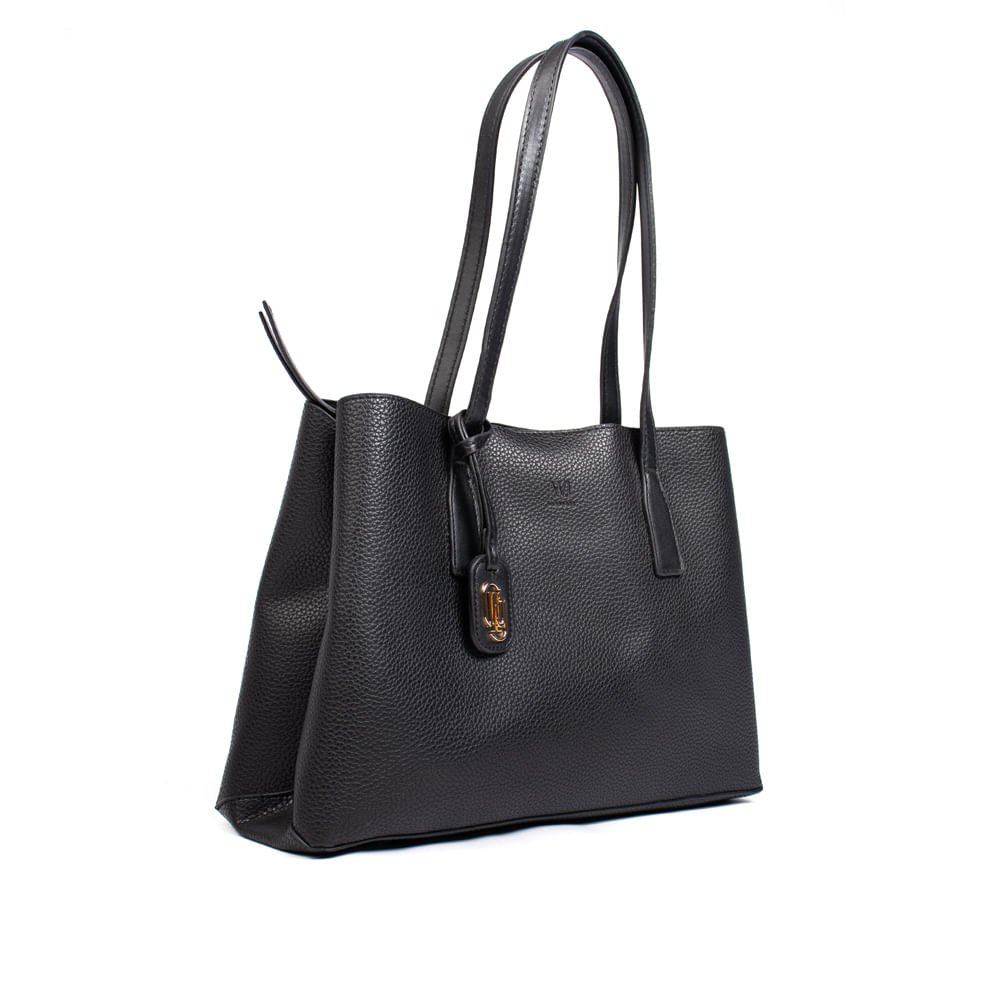 Bolsa Feminina WJ Tiracolo Média Compartimentos Preto Preto 3