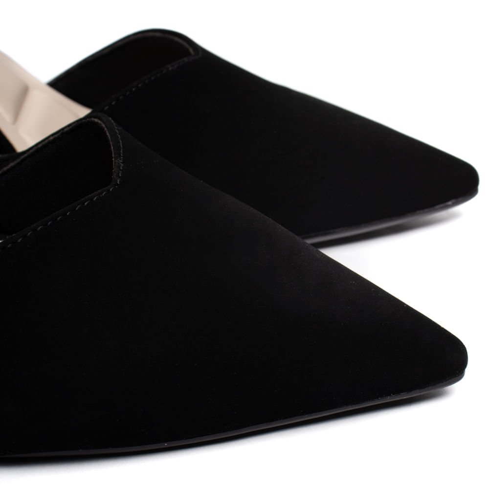 Scarpin Feminino Bebecê Nobuck Salto Metalizado Preto Preto 5
