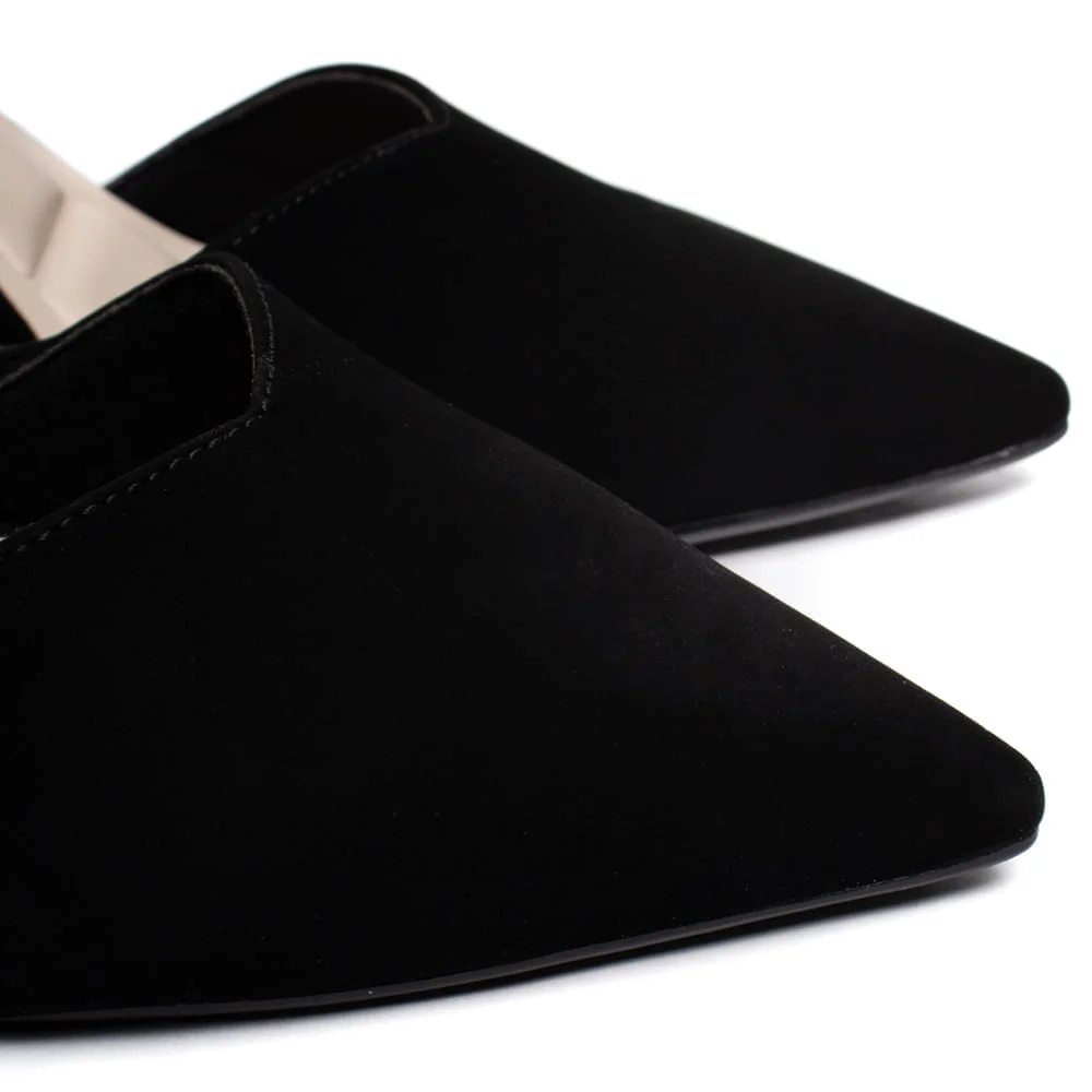 Scarpin Feminino Bebecê Nobuck Salto Metalizado Preto Preto 5