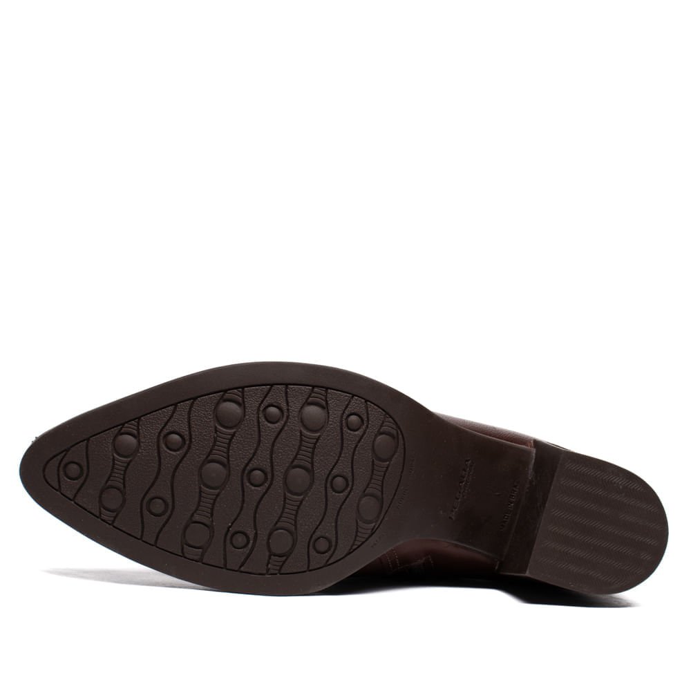 Bota Feminina Pegada Couro Salto Bloco Marrom Marrom 2