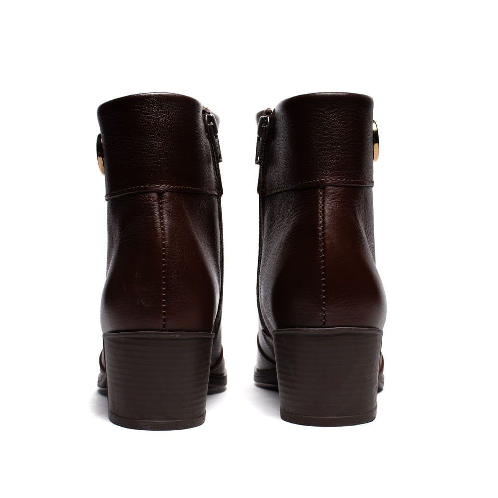 Bota Feminina Pegada Couro Salto Bloco Marrom Marrom 3